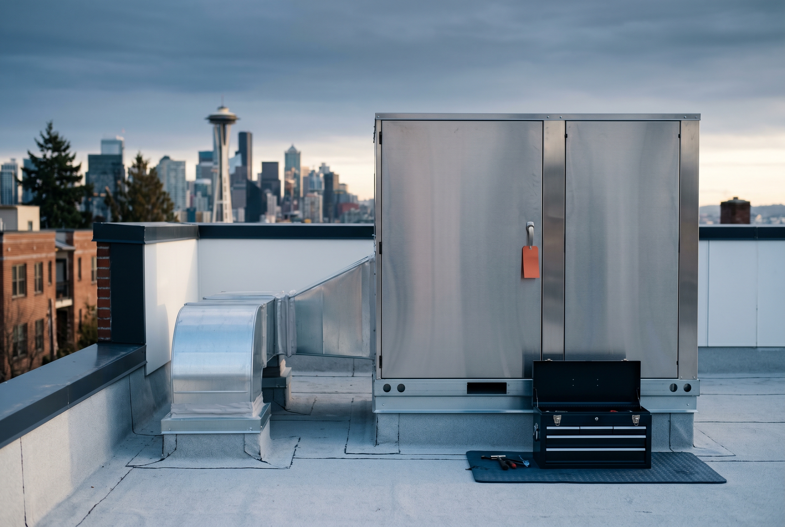 Commercial rooftop package unit · Ballard café